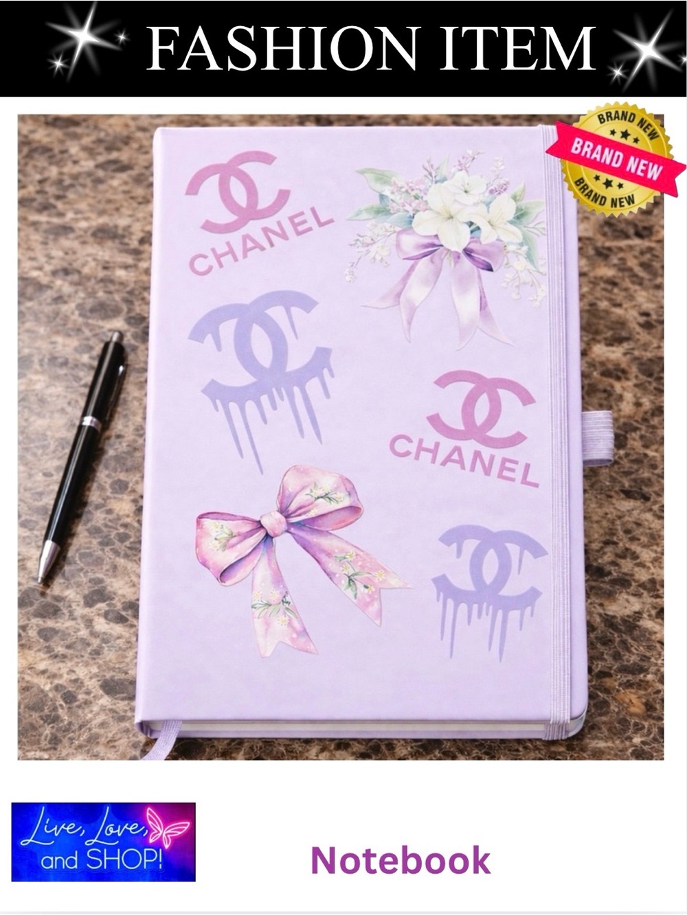 NOTEBOOK: Lavender & Purple Featuring Elegant Flowers & Bows, NWOT
